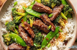 air fryer honey garlic beef rice bowl 93653043